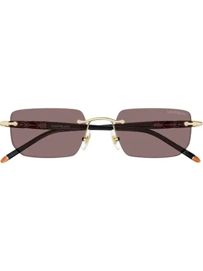 Montblanc Mb0348s Sunglasses In Gold Black Brown