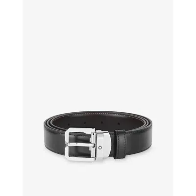 Montblanc Logo-engraved Leather Belt In Black