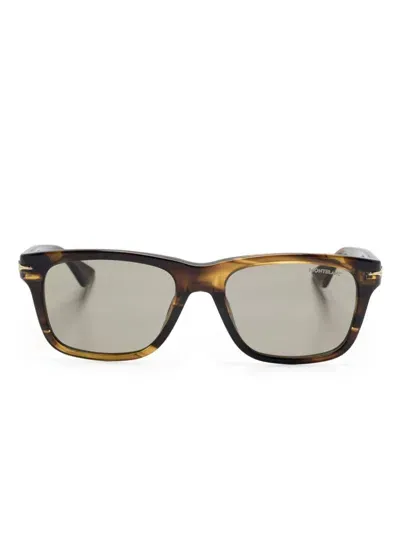 Montblanc Rectangle-frame Sunglasses In Brown