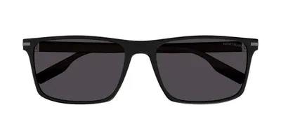 Montblanc Rectangular Frame Sunglasses In Black