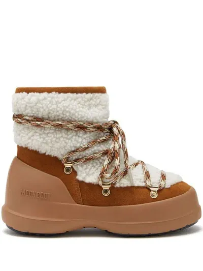 Moon Boot Capsule Luna Low Shearling Snow Boots In Beige