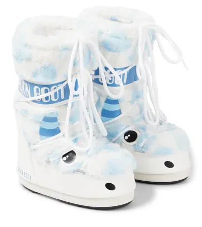 Moon Boot Kids' Icon Faux Fur Snow Boots In White