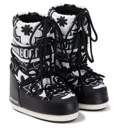 Moon Boot Kids' Icon Floral Snow Boots In Black