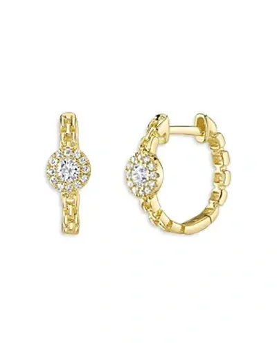 Moon & Meadow 14k Yellow Gold Eden Diamond Halo Chain Link Small Hoop Earrings