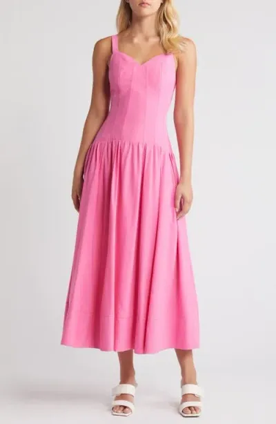 Moon River Corset Bodice Drop Waist Dress In Pink