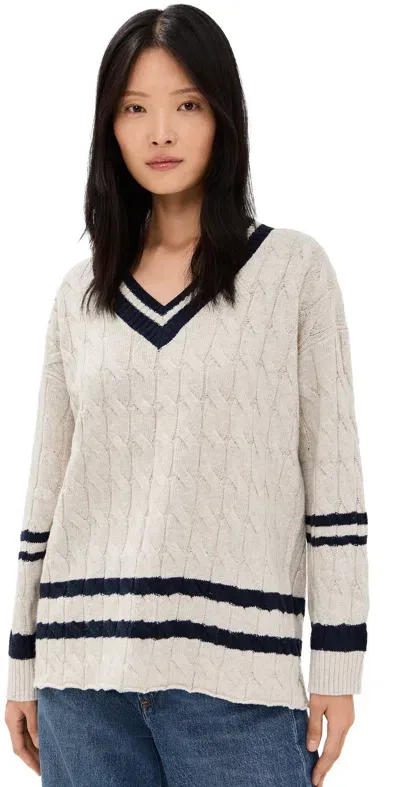 Moon River Striped Sweater Oatmeal