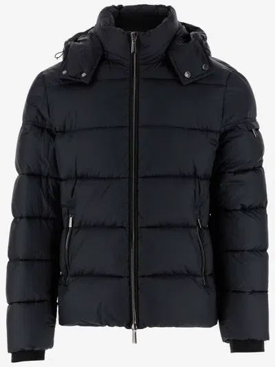 Moorer Padded Zip-up Hooded Down Jacket In Black