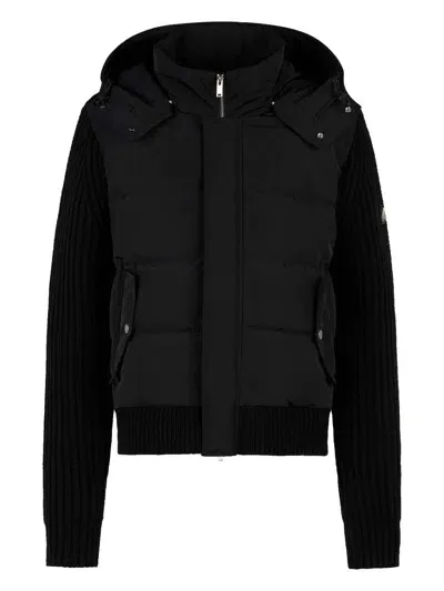 Moose Knuckles Hybrid Zip Up Bomber Jacket In Schwarz