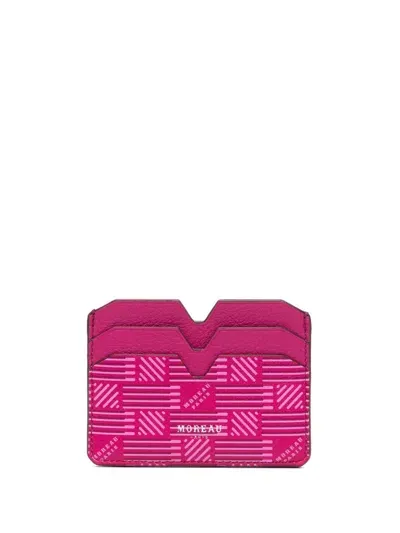 Moreau Logo-print Leather Card Holder In Pink