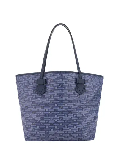 Moreau Paris Saint Tropez Tote Medium Shoulder Bag In Navy Blue / Natural