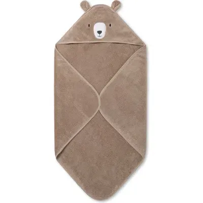 Mori Kids'  Animal Hooded Towel In Taupe