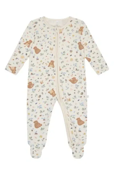 Mori Babies'  Halloween Print Fitted One-piece Pajamas In Honey Bear Print