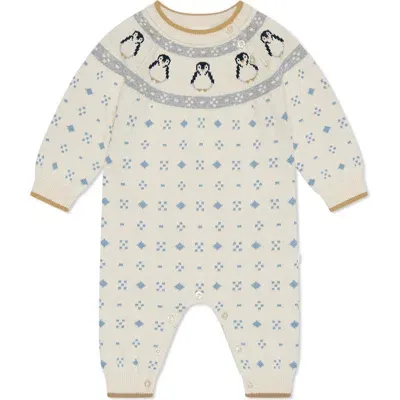 Mori Babies'  Knit Organic Cotton Romper In Cream