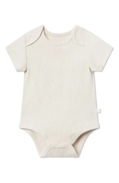 Mori Kids' Ribbed Short Sleeve Bodysuit In Ecru