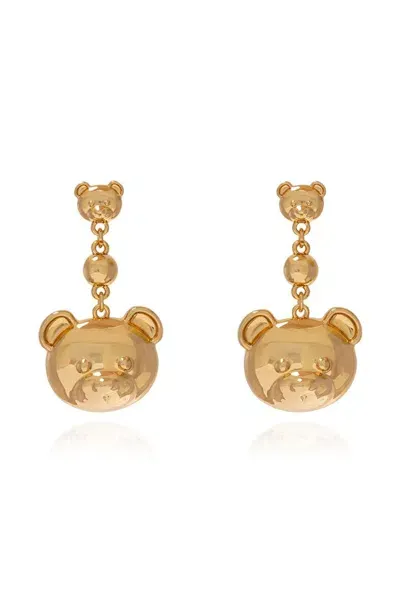 Moschino 3d Teddy Bear Earrings In Gold