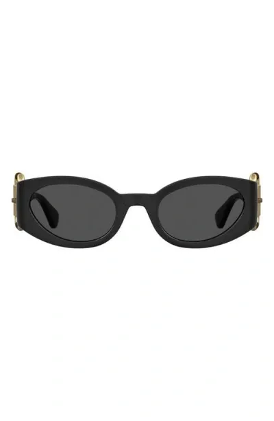 Moschino 53mm Round Sunglasses In Black Gold