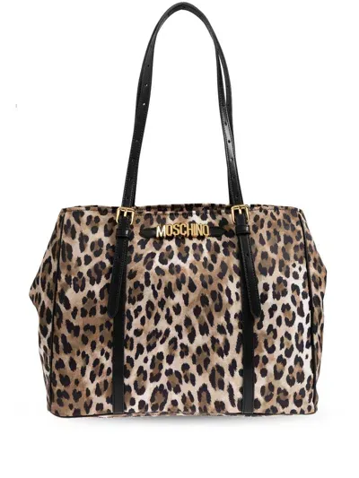 Moschino Animal-print Shoulder Bag In Neutrals