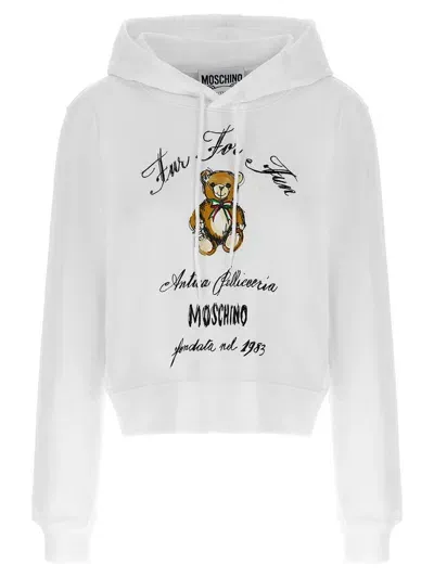 Moschino Antica Pellicceria Cropped Hoodie In White