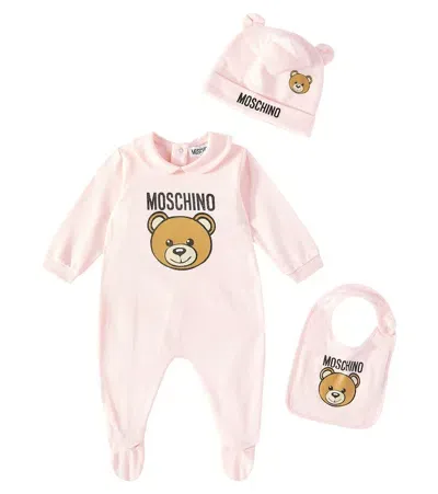 Moschino Baby Printed Cotton Set In Pink