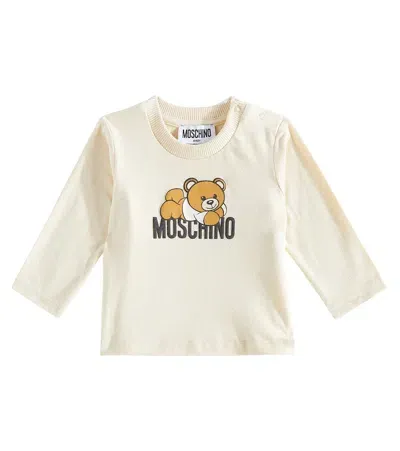 Moschino Baby Printed Cotton T-shirt In Beige