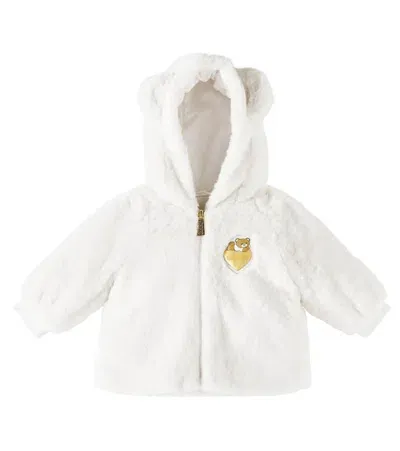 Moschino Baby Teddy Bear Faux Fur Jacket In White