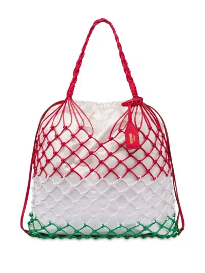 Moschino Basket Net Tote Bag In 1888 - Grigio