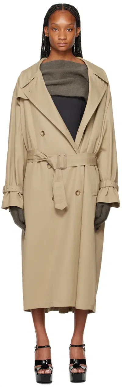 Moschino Beige Notched Lapel Trench Coat In 0081 Beige