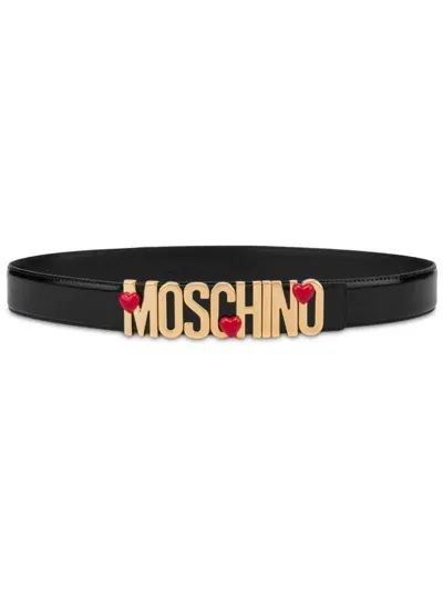 Moschino Belt With Logo In Black