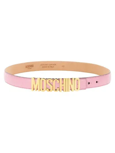 Moschino Belt With Logo In Pink