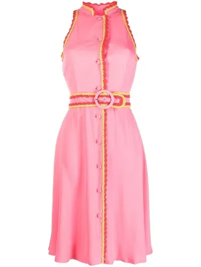 Moschino Belted-waist Sleeveless Dress In Pink