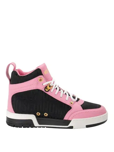 Moschino Bi-material Laced Sneakers In Color Carne Y Neutral