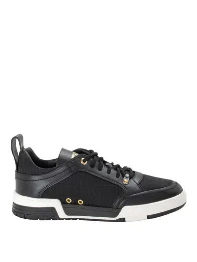 Moschino Bi-material Laced Sneakers In Negro