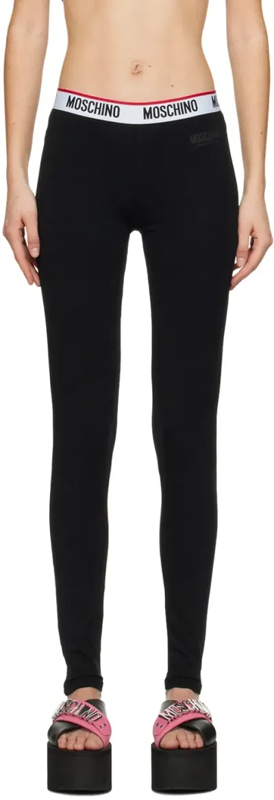 Moschino Black Bonded Leggings In A0555 Black