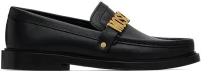 Moschino Black College Loafers In 000 Nero