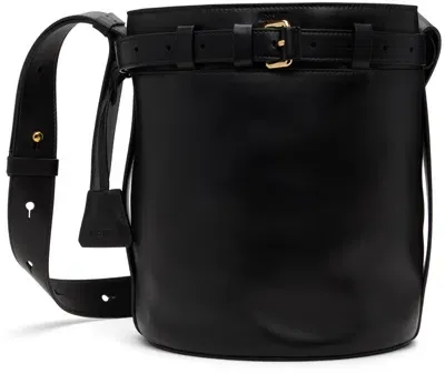 Moschino Leather Bucket Shoulder Bag In Black Multi