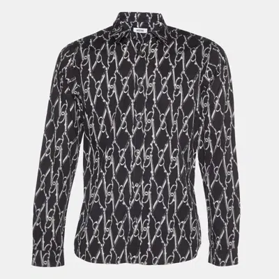 Pre-owned Moschino Black Scissors Print Cotton Shirt M