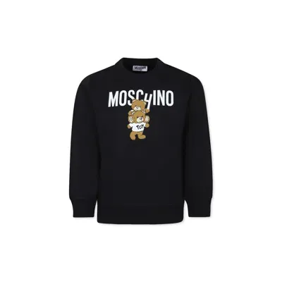 Moschino Black Sweatshirt For Kids With Two Teddy Bears