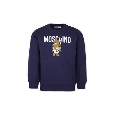 Moschino Blue Sweatshirt For Kids With Two Teddy Bears