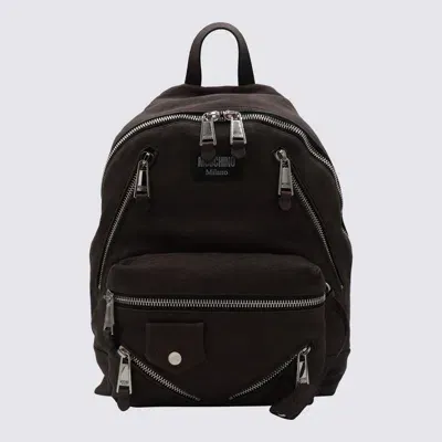 Moschino Black Biker Backpack In Negro