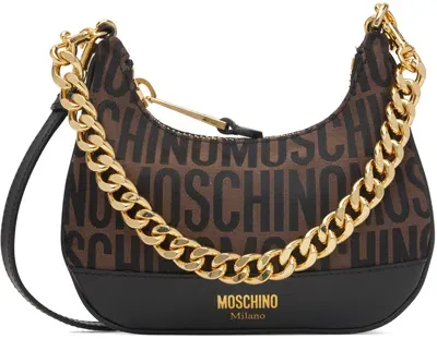 Moschino ブラウン＆ブラック ジャカードロゴ バッグ In 1103 Multi Brown