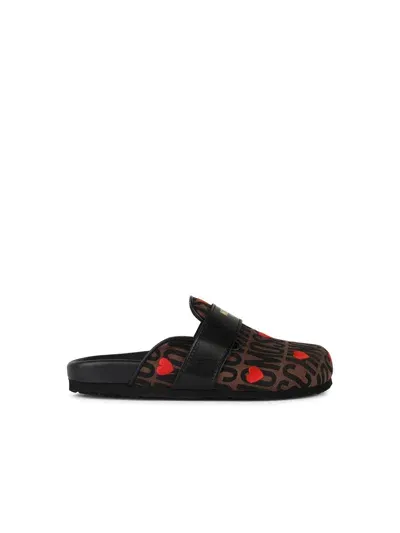 Moschino Brown Leather Blend Slippers