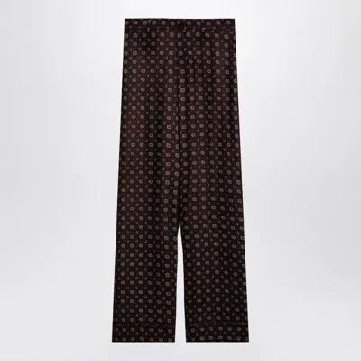 Moschino Brown Silk Print Trousers