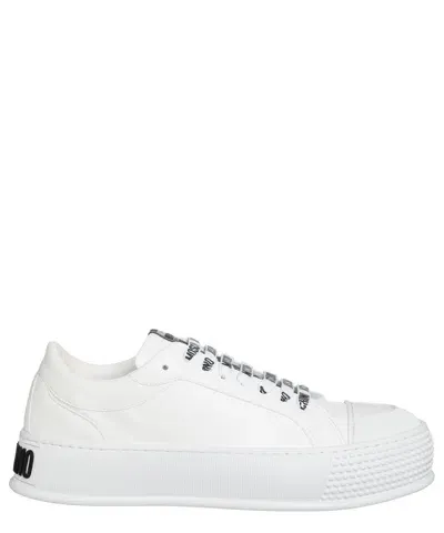 Moschino Bumps &amp; Stripes Sneakers In White