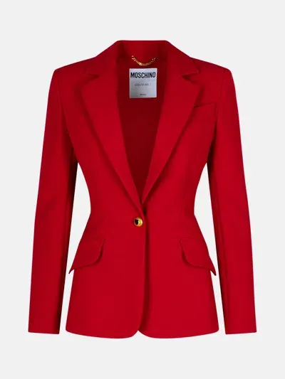 Moschino Single-breasted Blazer In Red