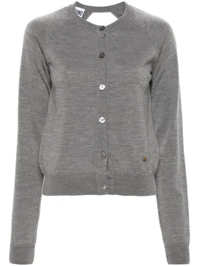 Moschino Cardigan With Mélange Effect In Gray