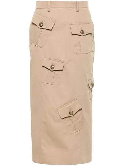 Moschino Cargo Midi Skirt In Neutral