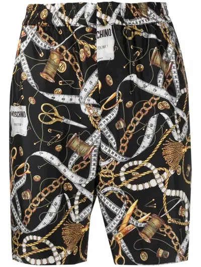 Moschino Chain-print Bermuda Shorts In Gold