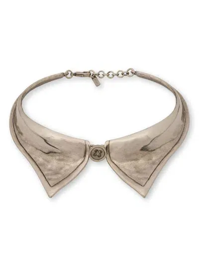 Moschino Collar-motif Choker Necklace In Silver