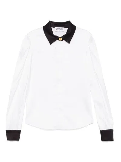 Moschino Kids' Contrasting-trim Shirt In White