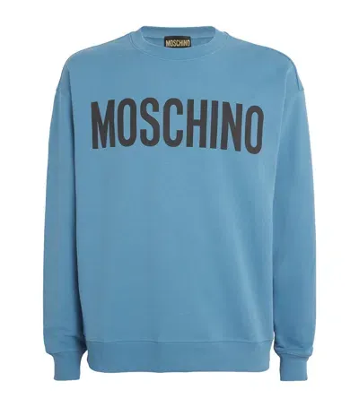 Moschino Cotton Logo Sweatshirt In Blue